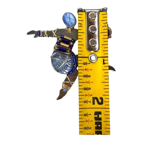 Liztech 05 Wire Wrapped Ballet Ballerina Dancer Brooch Heart & Blue GemStones - Picture 5 of 6